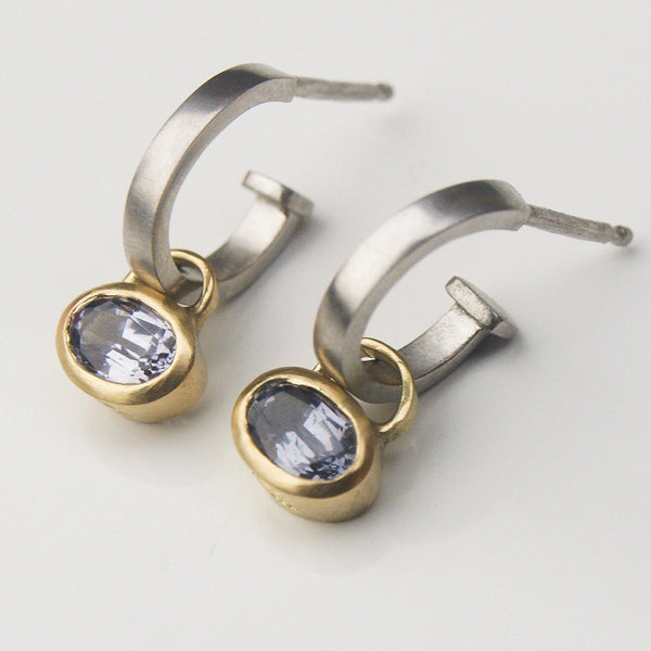 Platinum and 18ct yellow gold spinel earrings