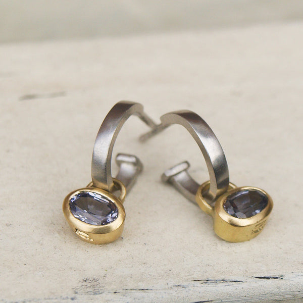 Platinum and 18ct yellow gold spinel earrings