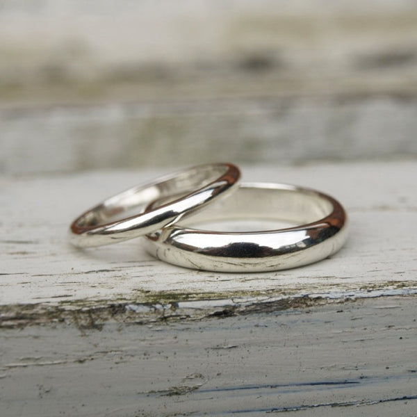 9ct recycled white gold wedding bands
