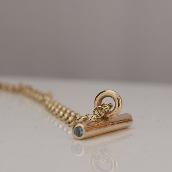 9ct gold T bar necklace with birthstones