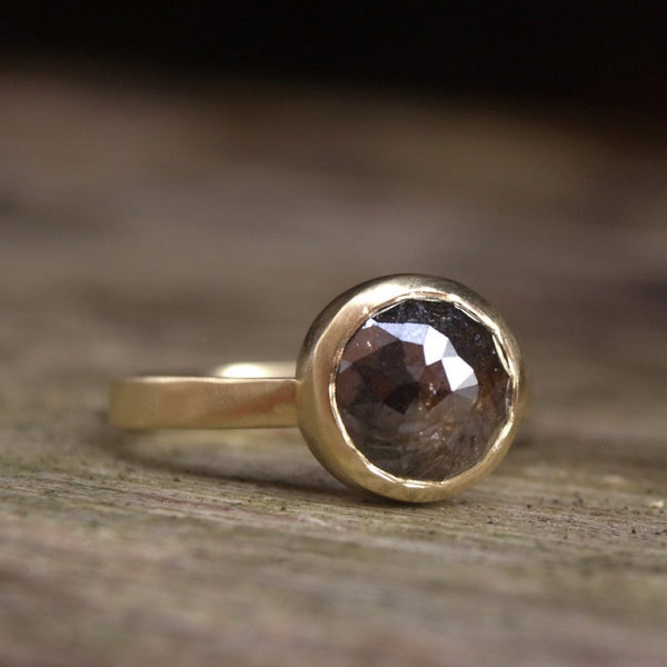 2ct chocolate rose cut diamond ringing recycled gold