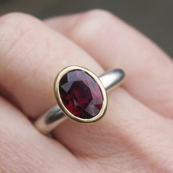 Ethical oval garnet statement ring