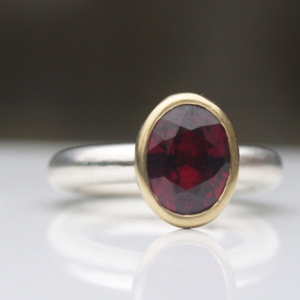 Ethical oval garnet statement ring