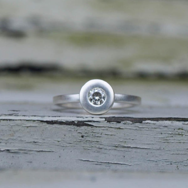 Moissanite silver solitaire ring