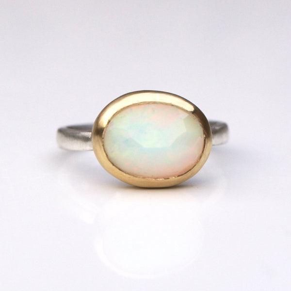18ct recycled gold and silver opal ring