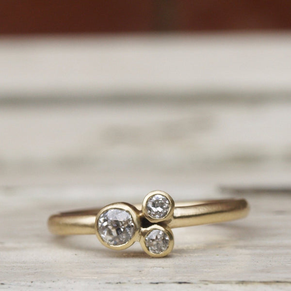 Three diamond ring in recycled 18ct gold