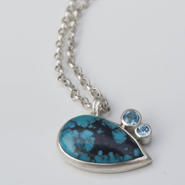 Turquoise and blut topaz necklace