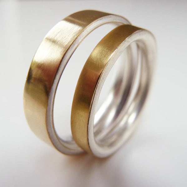 Gold and silver wedding band set