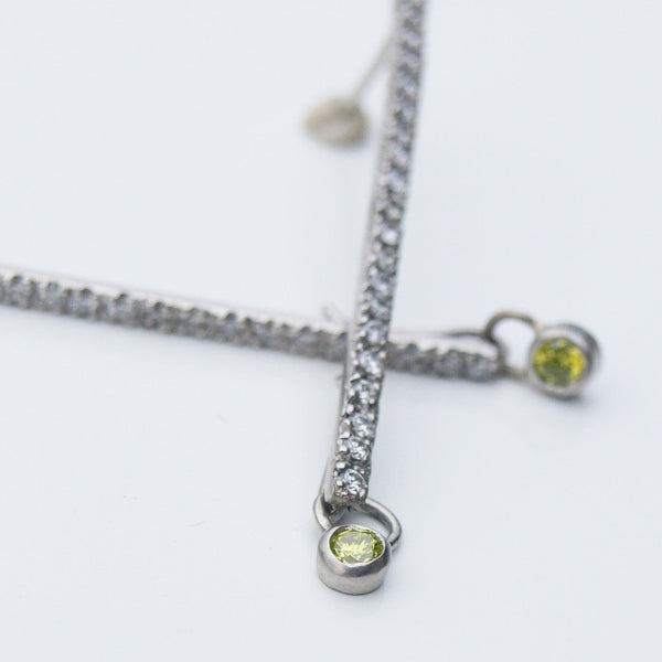 Diamond drop earrings in platinum