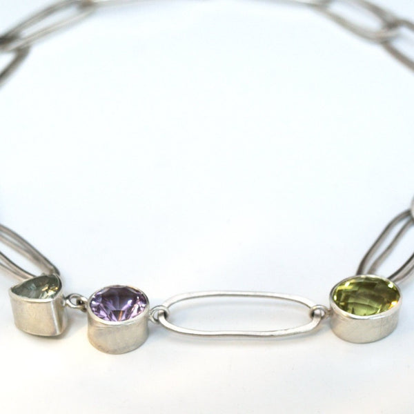 Recycled Silver multi stone necklace