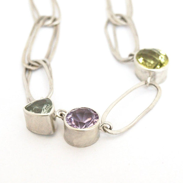 Recycled Silver multi stone necklace