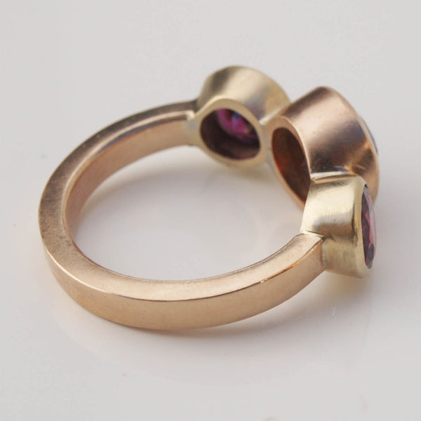 Garnet trilogy ring