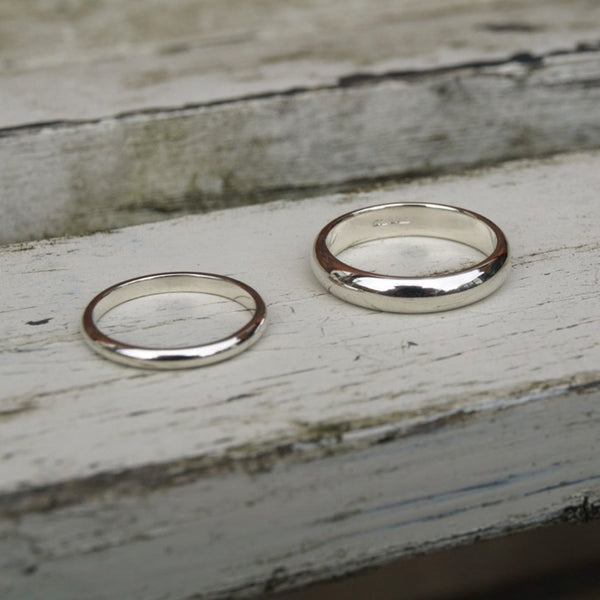 9ct recycled white gold wedding bands