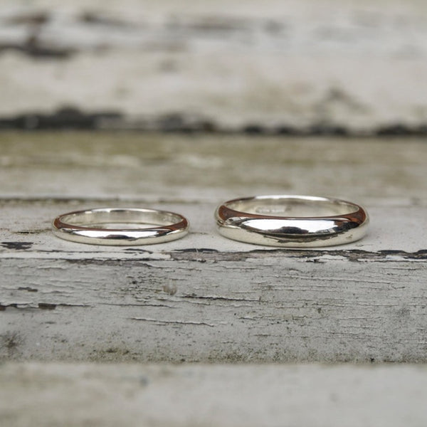 9ct recycled white gold wedding bands