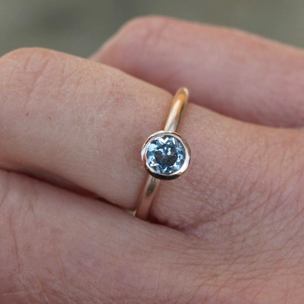 Rose gold aquamarine solitaire