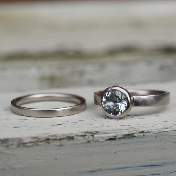 Aquamarine engagement ring set