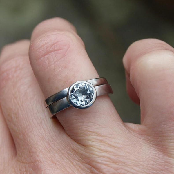 Aquamarine engagement ring set