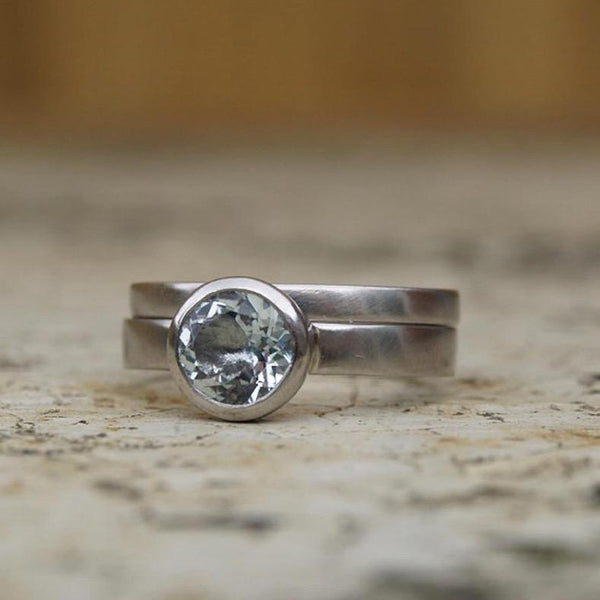 Aquamarine engagement ring set