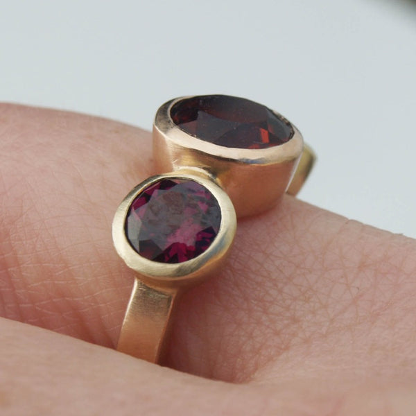 Garnet trilogy ring