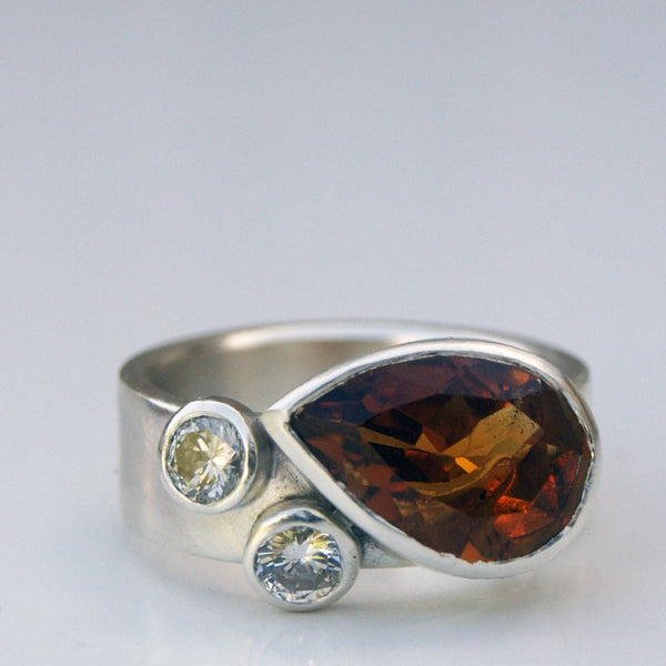 Madeira citrine and moissanite silver statement ring