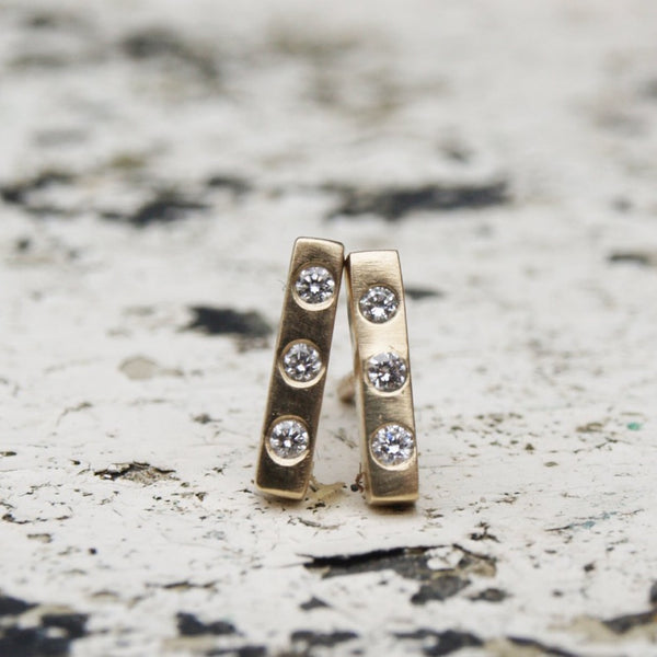 Diamond bar stud earrings