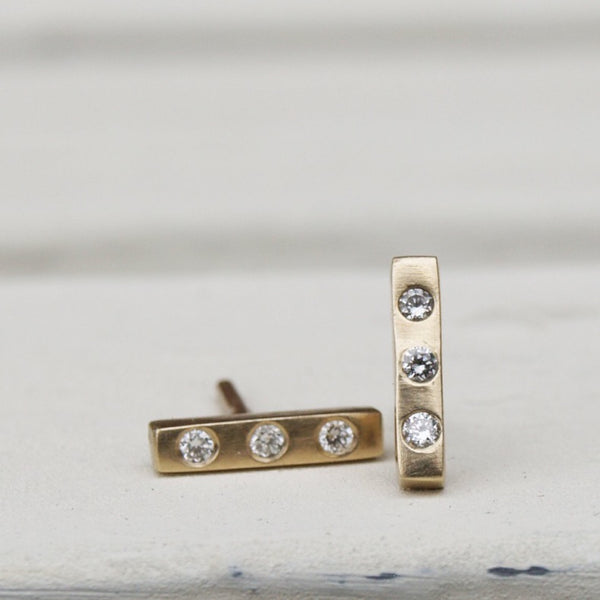 Diamond bar stud earrings