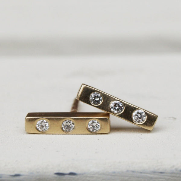 Diamond bar stud earrings