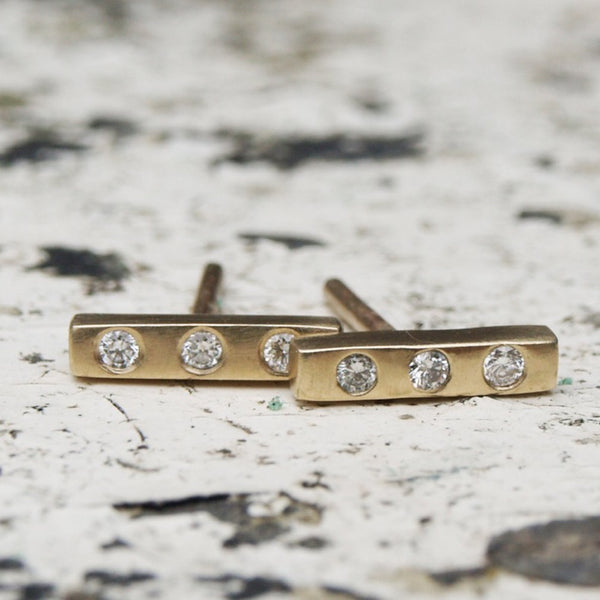 Diamond bar stud earrings