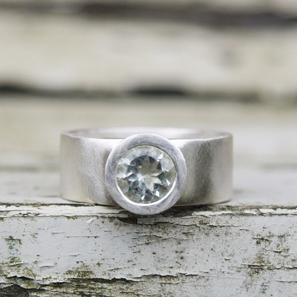 Silver green amethyst ring