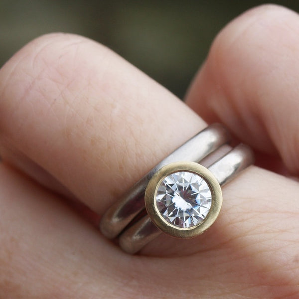 Fairtrade gold Moissanite ring set