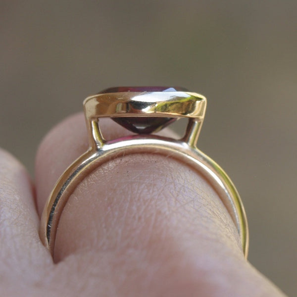 Garnet stacking ring in 9ct recycled gold