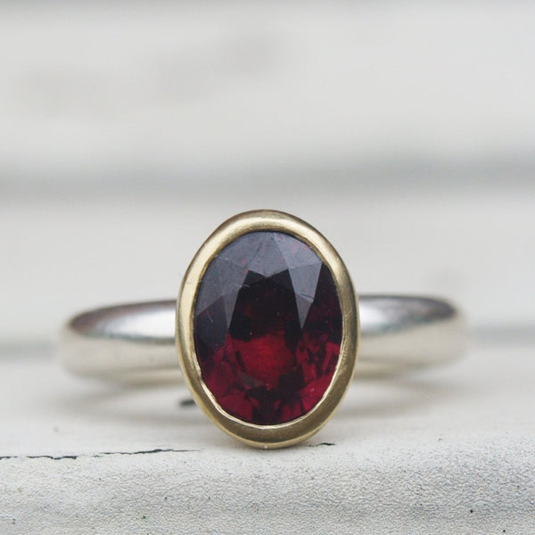 Ethical oval garnet statement ring