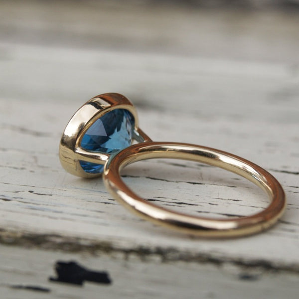 Swiss blue topaz recycled gold stacking ring