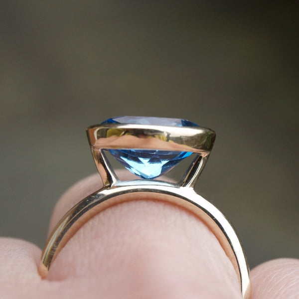 Swiss blue topaz recycled gold stacking ring