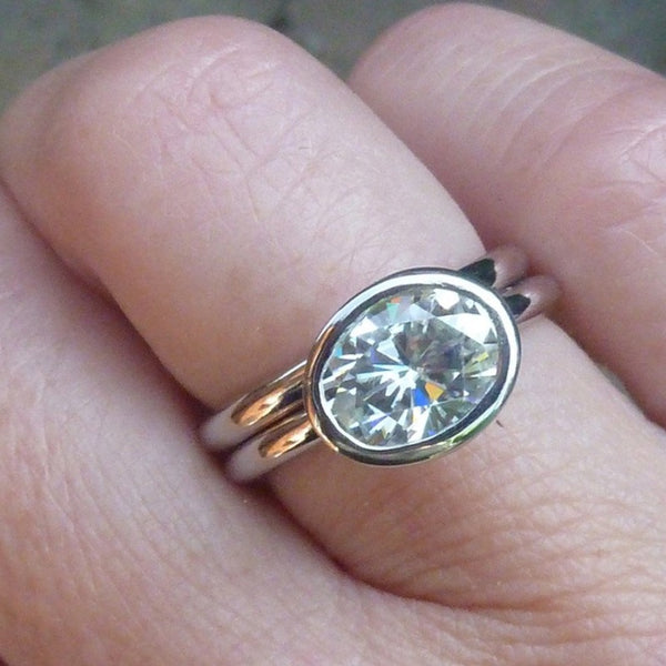2ct oval moissanite solitaire in platinum
