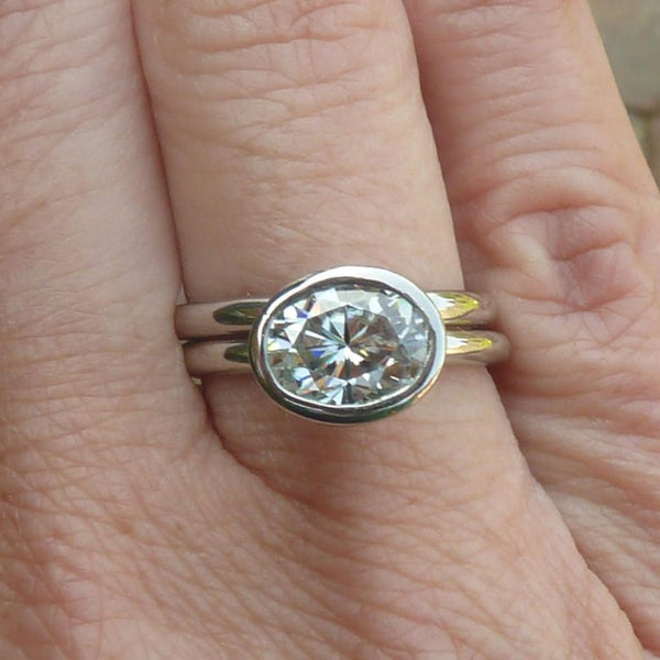 2ct oval moissanite solitaire in platinum