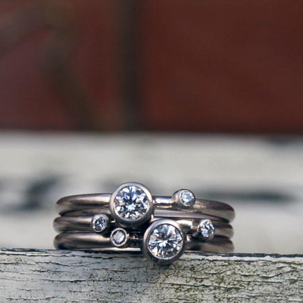 Diamond stacking ring set