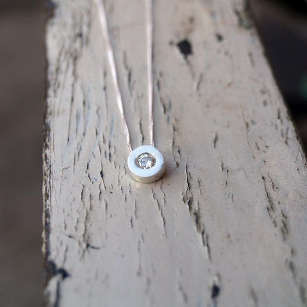 Moissanite recycled silver slider necklace