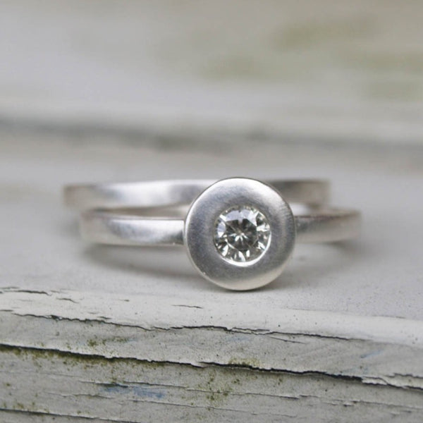 Moissanite silver solitaire ring