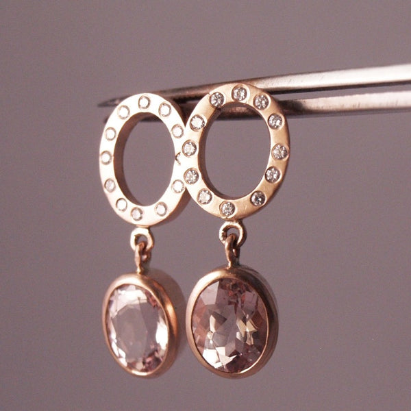 Morganite and diamond earrings