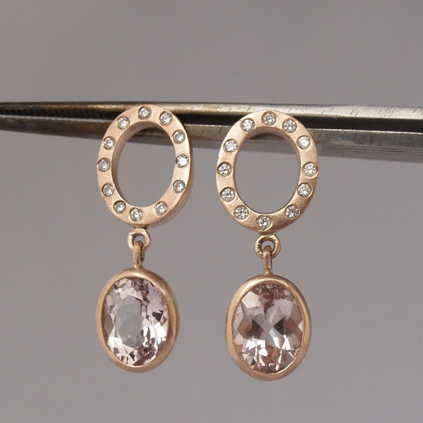 Morganite and diamond earrings