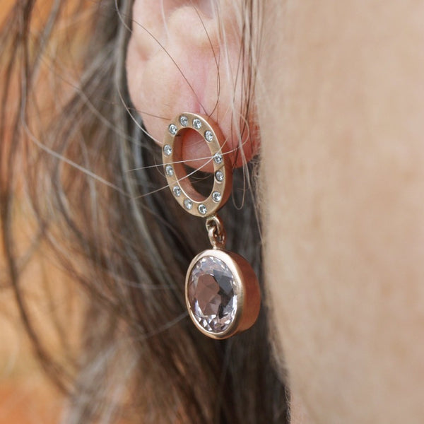 Morganite and diamond earrings