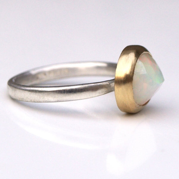 18ct recycled gold and silver opal ring