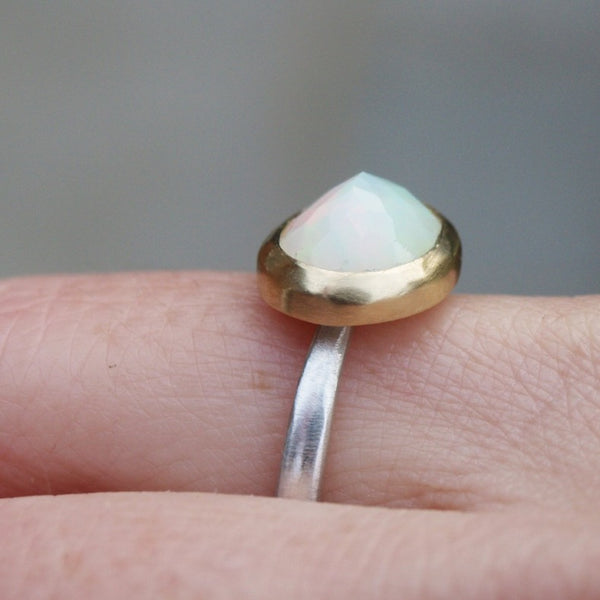 18ct recycled gold and silver opal ring