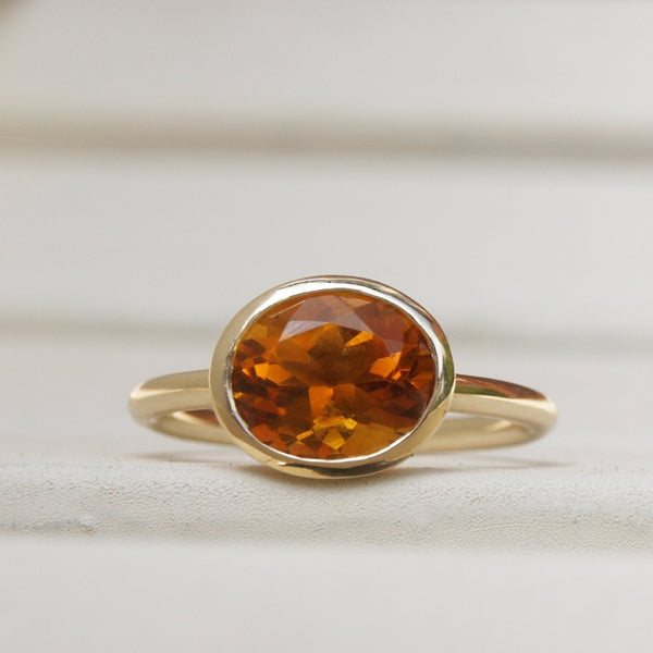 Orange Madeira citrine gold stacking ring