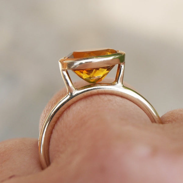 Orange Madeira citrine gold stacking ring