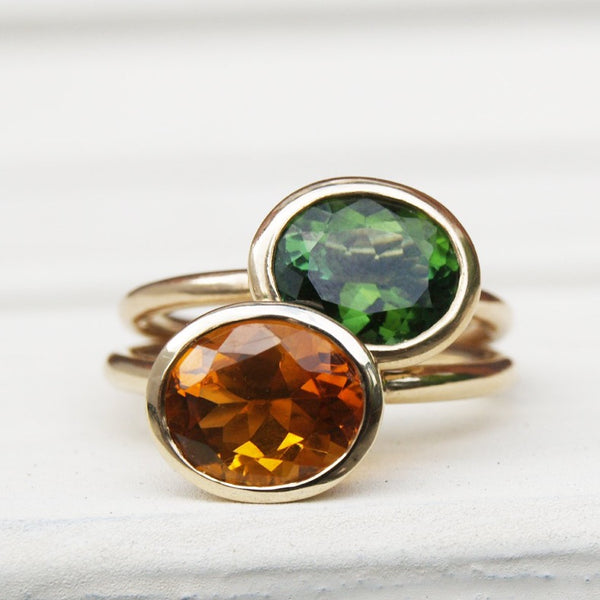 Orange Madeira citrine gold stacking ring