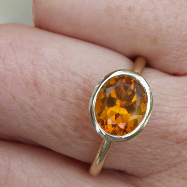 Orange Madeira citrine gold stacking ring