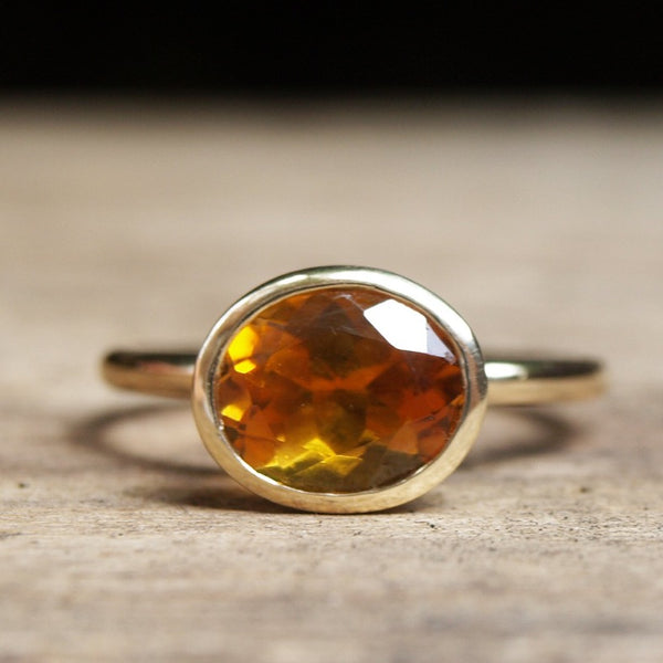 Orange Madeira citrine gold stacking ring