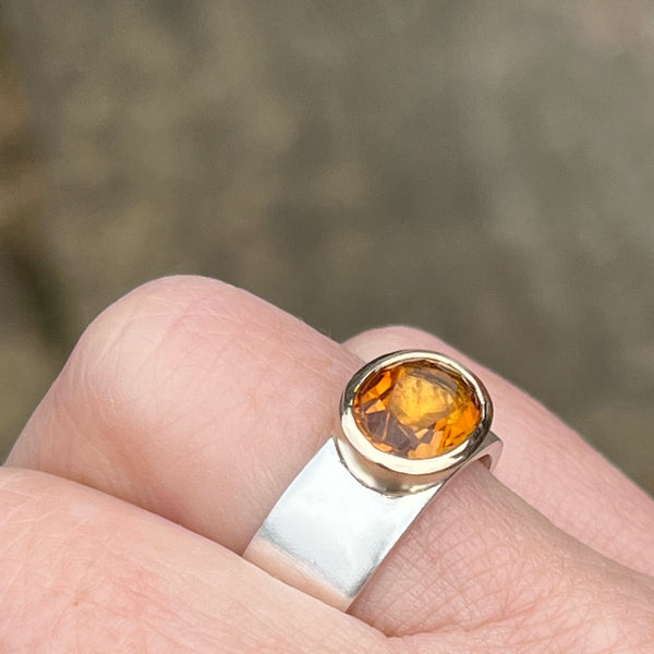 Silver and gold Citrine ring